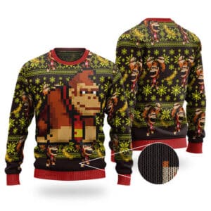 Donkey Kong 8-Bi Art Ugly Xmas Sweater