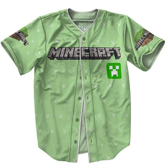 Sandbox Game Minecraft Green Baseball Jersey