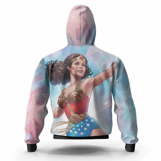 Wonder Woman Vibrant Pastel Art Zip Up Hoodie