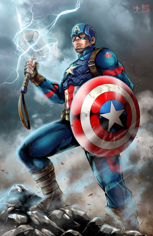 Captain America with Mjolnir Marvel Fan Art