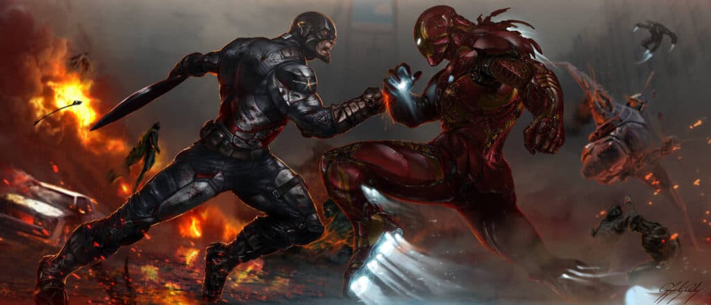 Captain America vs Iron Man Deathmatch Marvel Fan Art