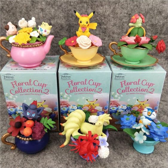 Cute Pokemon Mini Floral Cup Toy Figure Set