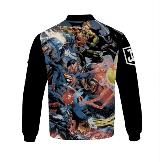 Epic Justice League Battle Scene Black Kids Bomber Jacket