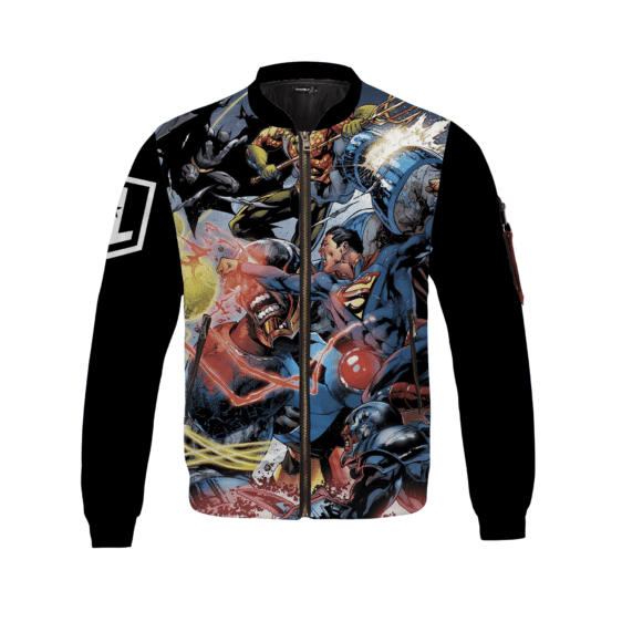 Epic Justice League Battle Scene Black Kids Bomber Jacket