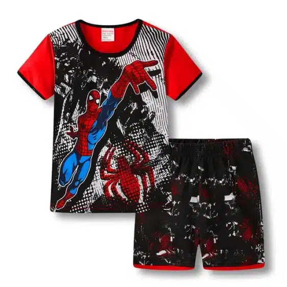 Black & Red Spider-Man Kids Summer Pajama Set