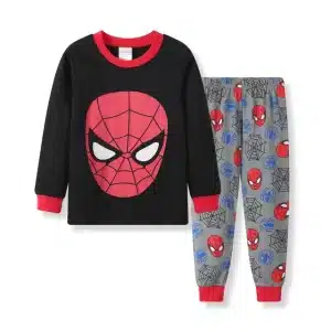 Black and Gray Spider-Man Face Kids Pajama Set