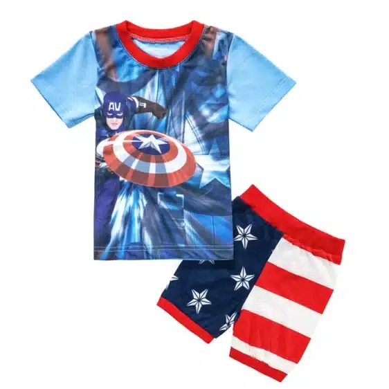 Captain America Action Hero Summer Kids Pajama Set