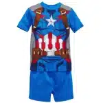 Heroic Captain America Suit Print Pajama Set for Children