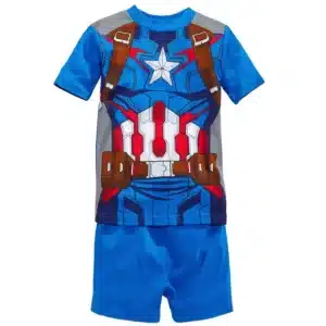 Heroic Captain America Suit Print Pajama Set for Children