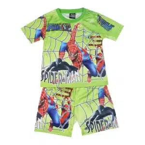 Lime Green Spider-Man Web Pajama Set for Boys