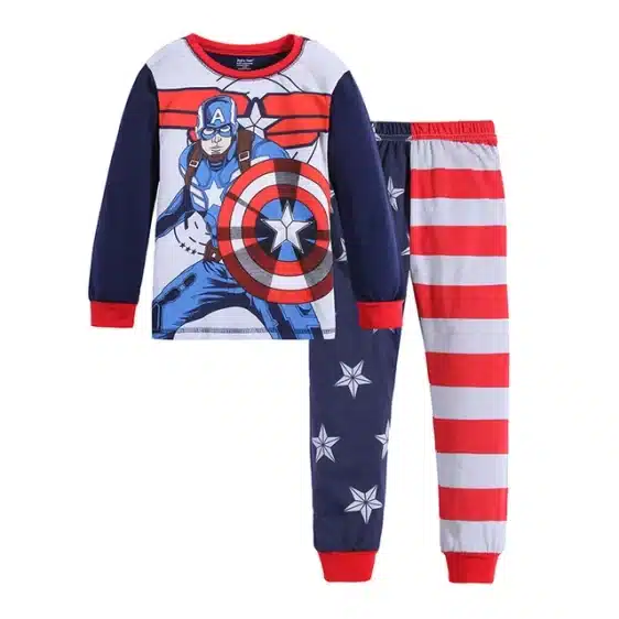 Patriotic Captain America Pajama Set for Children