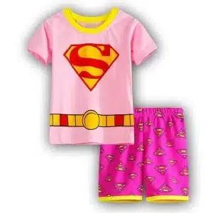 Pink Supergirl Kids Pajama Set for Girls