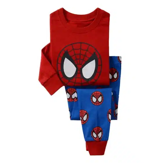 Red and Blue Spider-Man Face Pajama Set for Kids