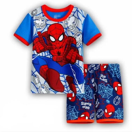 Vibrant Blue & Red Spider-Man Summer Pajama Set for Kids