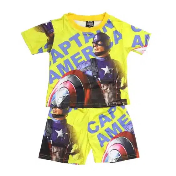 Yellow Captain America Shield Children's Pajama Set