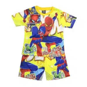 Yellow Spider-Man Action Comic Pajama Set for Kids