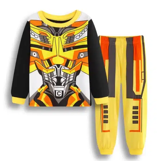 Yellow Transformer Robot Kids Pajama Set