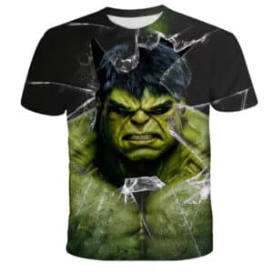 Angry Hulk Smash Shattered Glass Graphic Boys' T-shirt