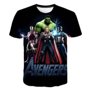 Avengers Assemble Hero Action Black T-shirt for Boys