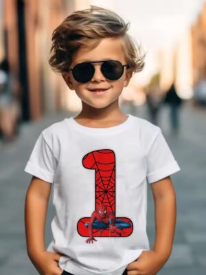 Awesome Spider-Man Web Pose Red Number 1 T-shirt for Kids