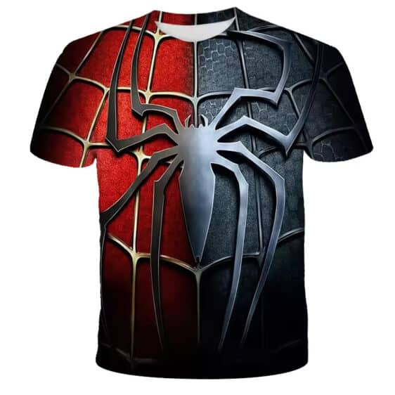 Black and Red Spider-Man Suit Split Art T-shirt for Children