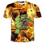 Cartoon Hulk Smash Flames Action Children's T-shirt