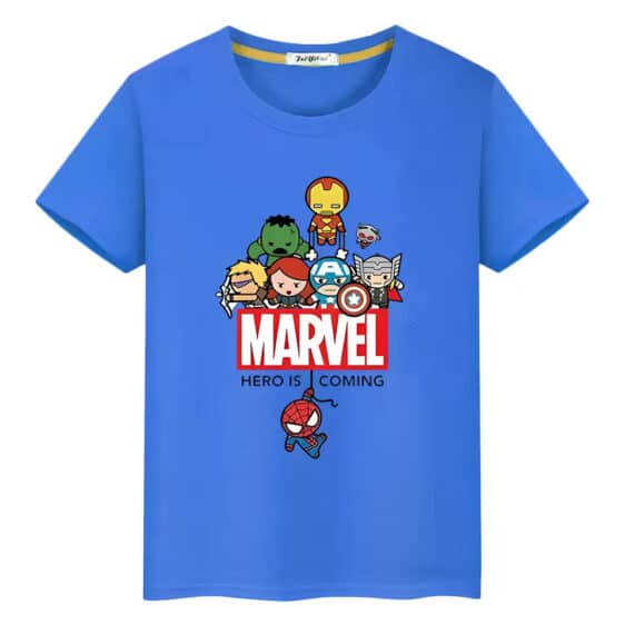 Chibi Marvel Characters Hero Is Coming Children's T-shirt