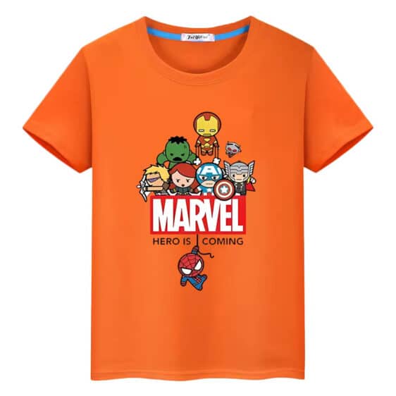 Chibi Marvel Characters Hero Is Coming Children's T-shirt