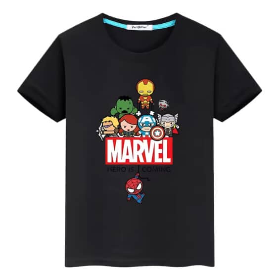 Chibi Marvel Characters Hero Is Coming Children's T-shirt