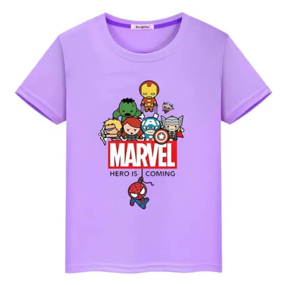 Chibi Marvel Characters Hero Is Coming Children's T-shirt