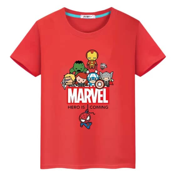 Chibi Marvel Characters Hero Is Coming Children's T-shirt