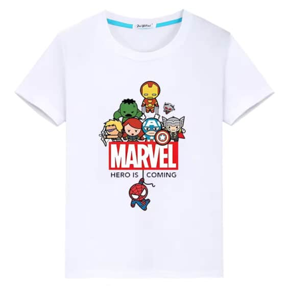 Chibi Marvel Characters Hero Is Coming Children's T-shirt