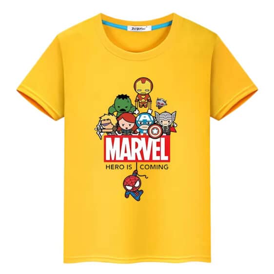 Chibi Marvel Characters Hero Is Coming Children's T-shirt