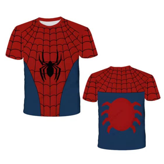 Classic Red and Blue Web Spider Emblem T-shirt for Kids