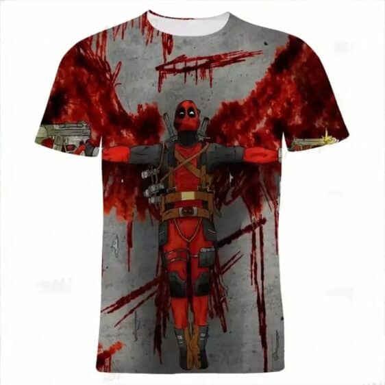 Deadpool Crucifix Pose Blood Splatter T-shirt for Kids