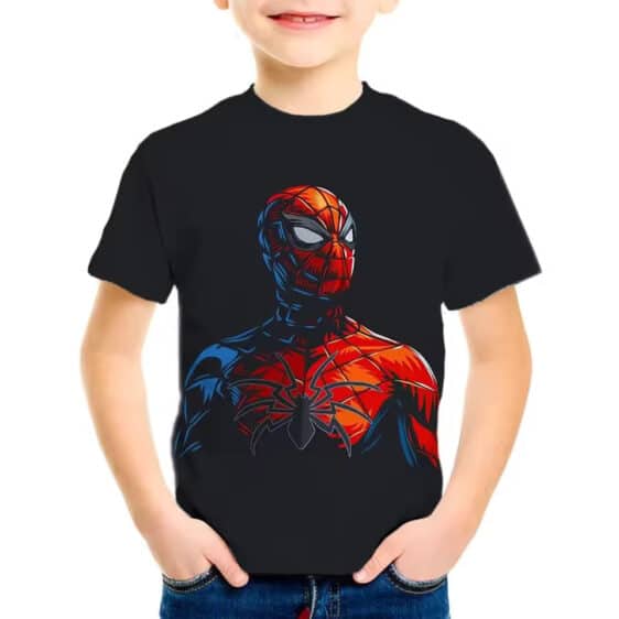 Dynamic Spider-Man Paint Art Shadow Black Kids T-Shirt