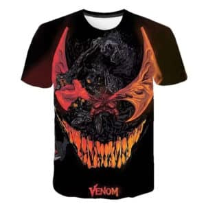 Fiery Venom Face Skull Abstract Art Black Boys' T-shirt