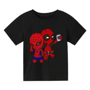 Funny Spider-Man and Deadpool Chibi Selfie Kids T-shirt