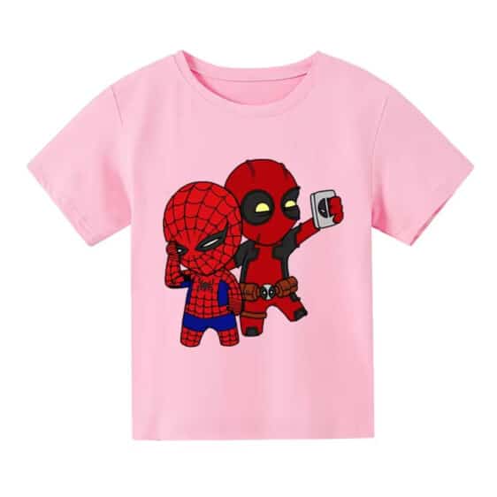 Funny Spider-Man and Deadpool Chibi Selfie Kids T-shirt