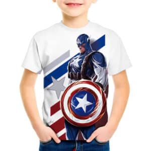 Heroic Captain America Shield Graphic White Boys' T-shirt