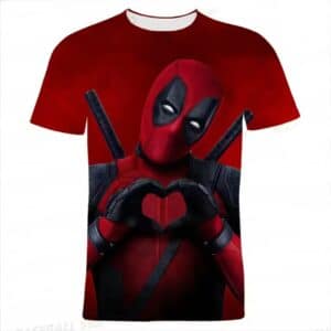 Marvel Deadpool Heart Pose Red Graphic Kids T-shirt