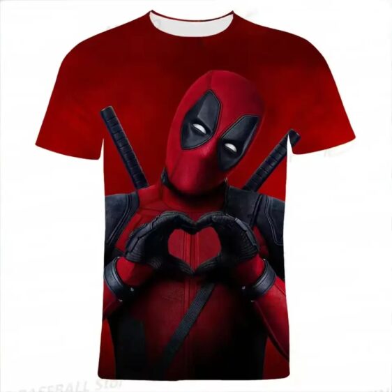 Marvel Deadpool Heart Pose Red Graphic Kids T-shirt