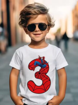 Marvel Hero Spider-Man Web Red Number 3 Children's T-shirt