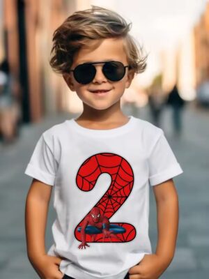 Marvel Spider-Man Web Red Number 2 White Kids T-shirt