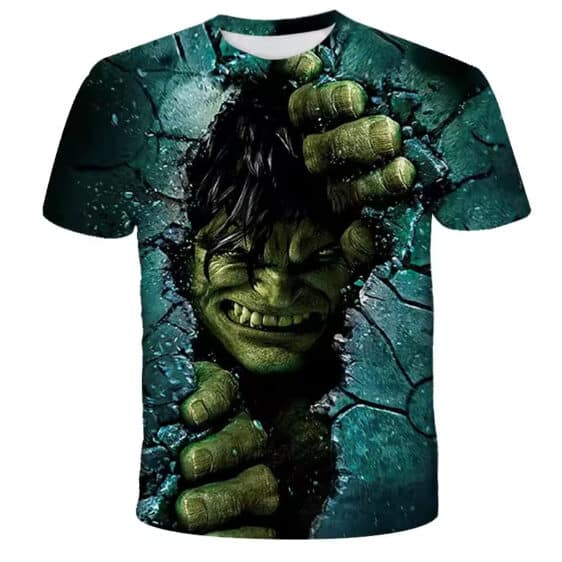 Menace Green Hulk Breaking Wall Graphic T-shirt for Boys