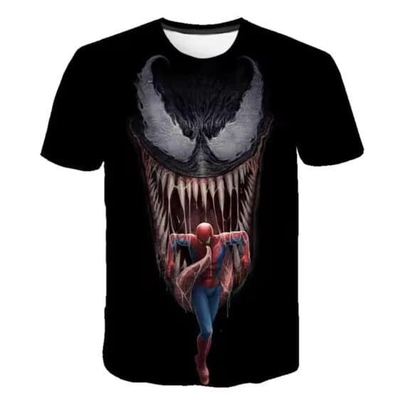 Menacing Venom Captured Spider-Man Black T-shirt for Kids