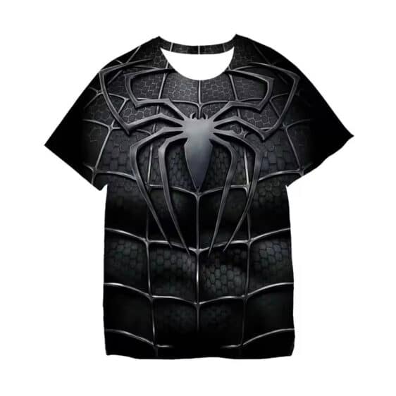 Sleek Black Venom Symbiote Spider-Man Web Suit Boys' T-shirt