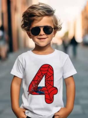 Spider-Man Web 4 Typography Logo White T-shirt for Children