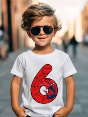 Spider-Man Web Swing Pose 6 Logo White Boys' T-shirt