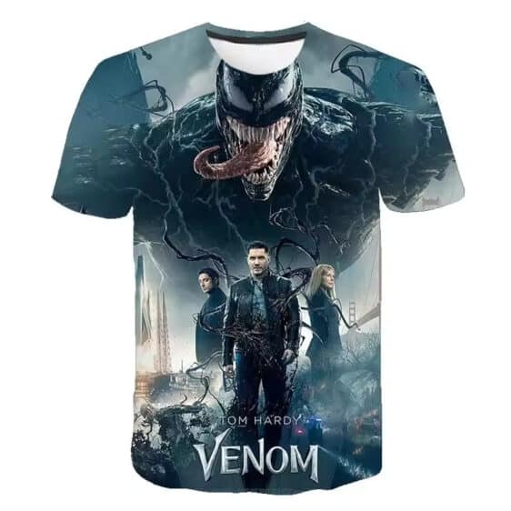 Tom Hardy Venom Movie Poster Art Black T-shirt for Boys